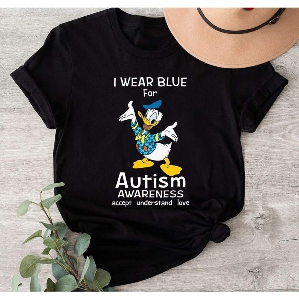 I Wear Blue For Autism Donald Duck Tshirt